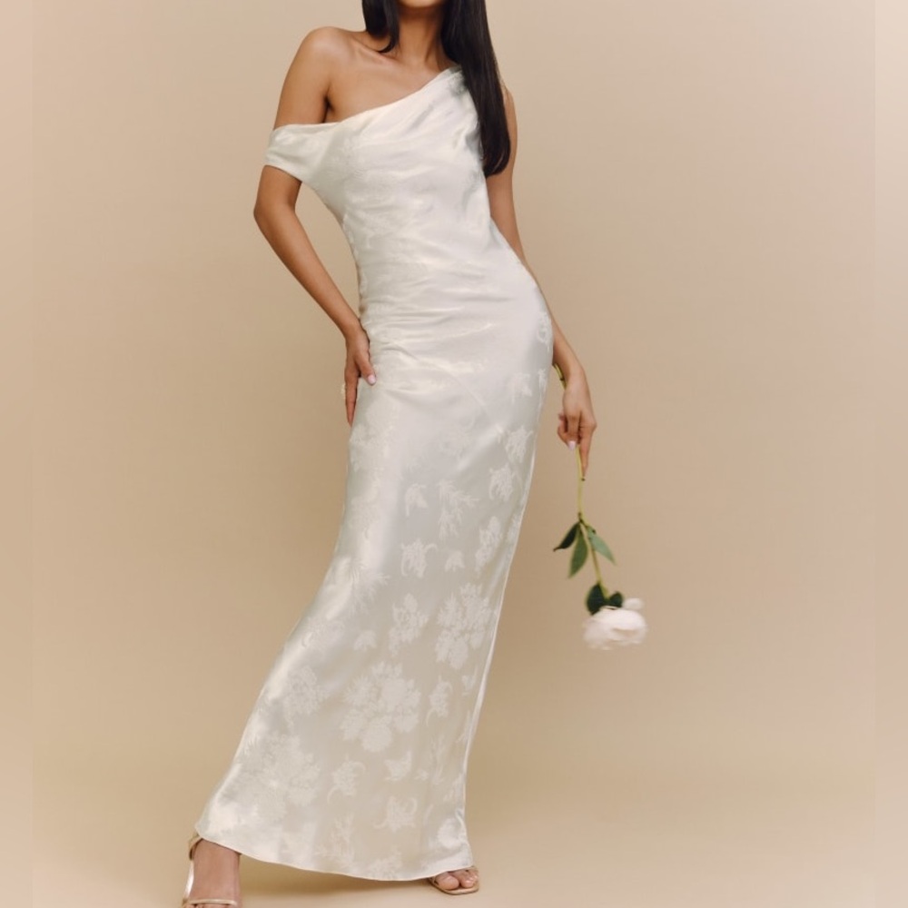 Reformation Ailsa Silk Maxi Dress - Ivory Jacquard Floral
